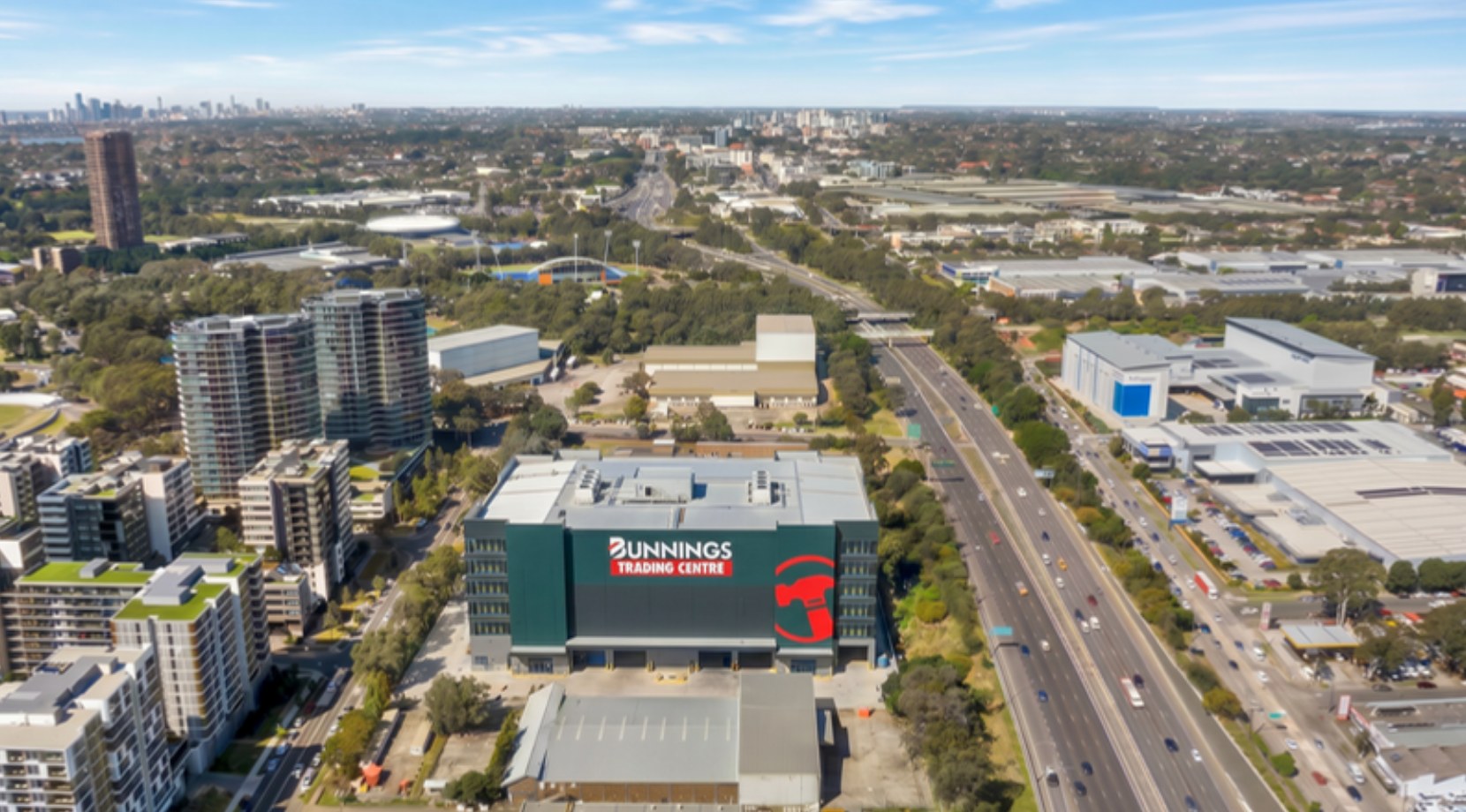 Aerial visualised with Bunnings Trade Centre signage