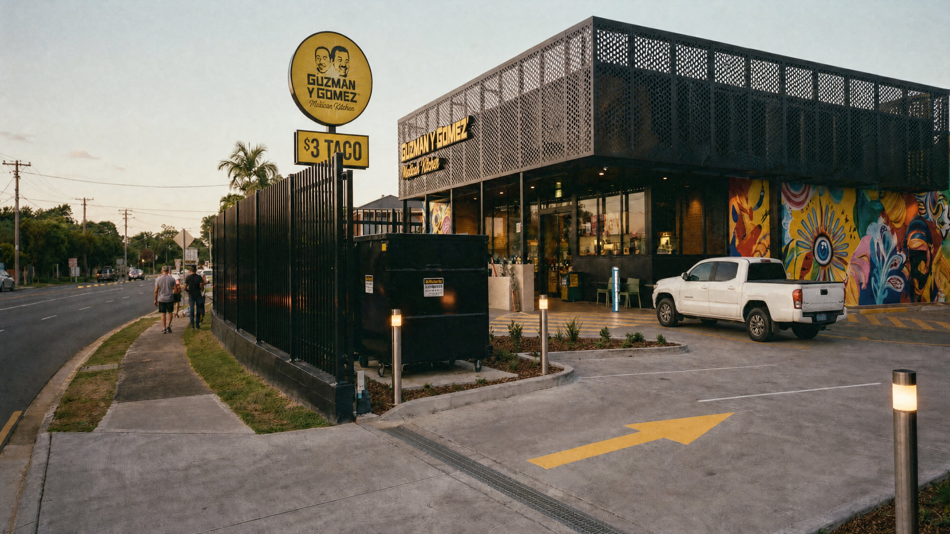 IBUY Industrial — food and beverage feasibility on an industrial holding, at dusk