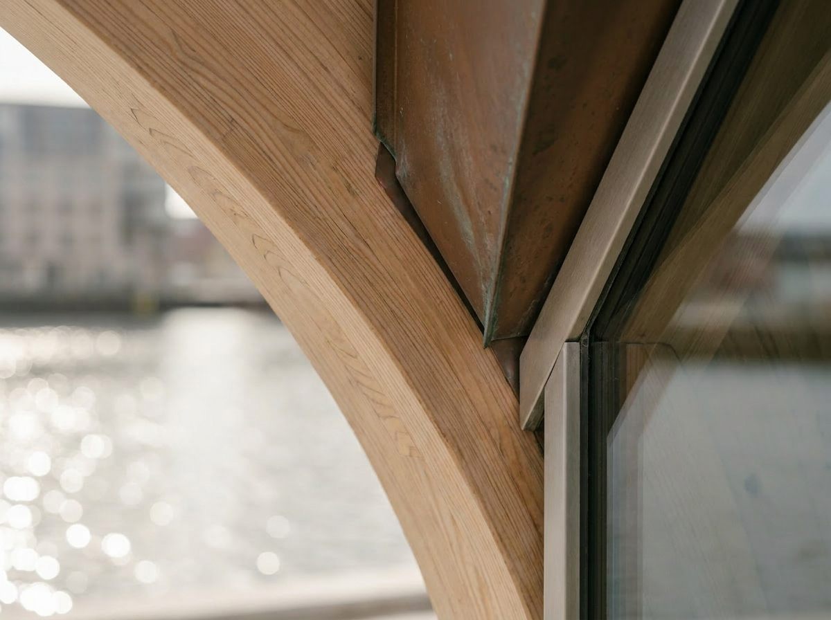 Glulam rib meeting copper fascia detail