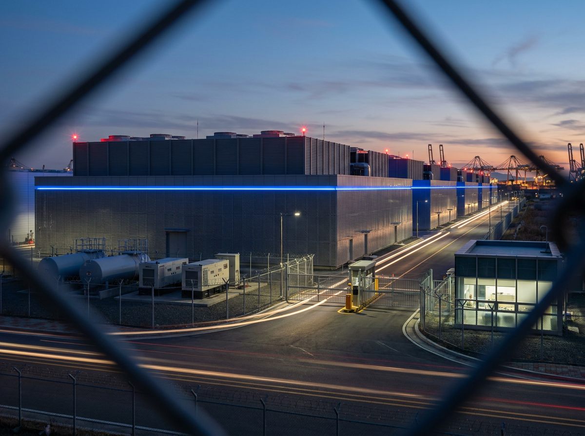 Tidal Point Data Centre — data centre campus render at dusk