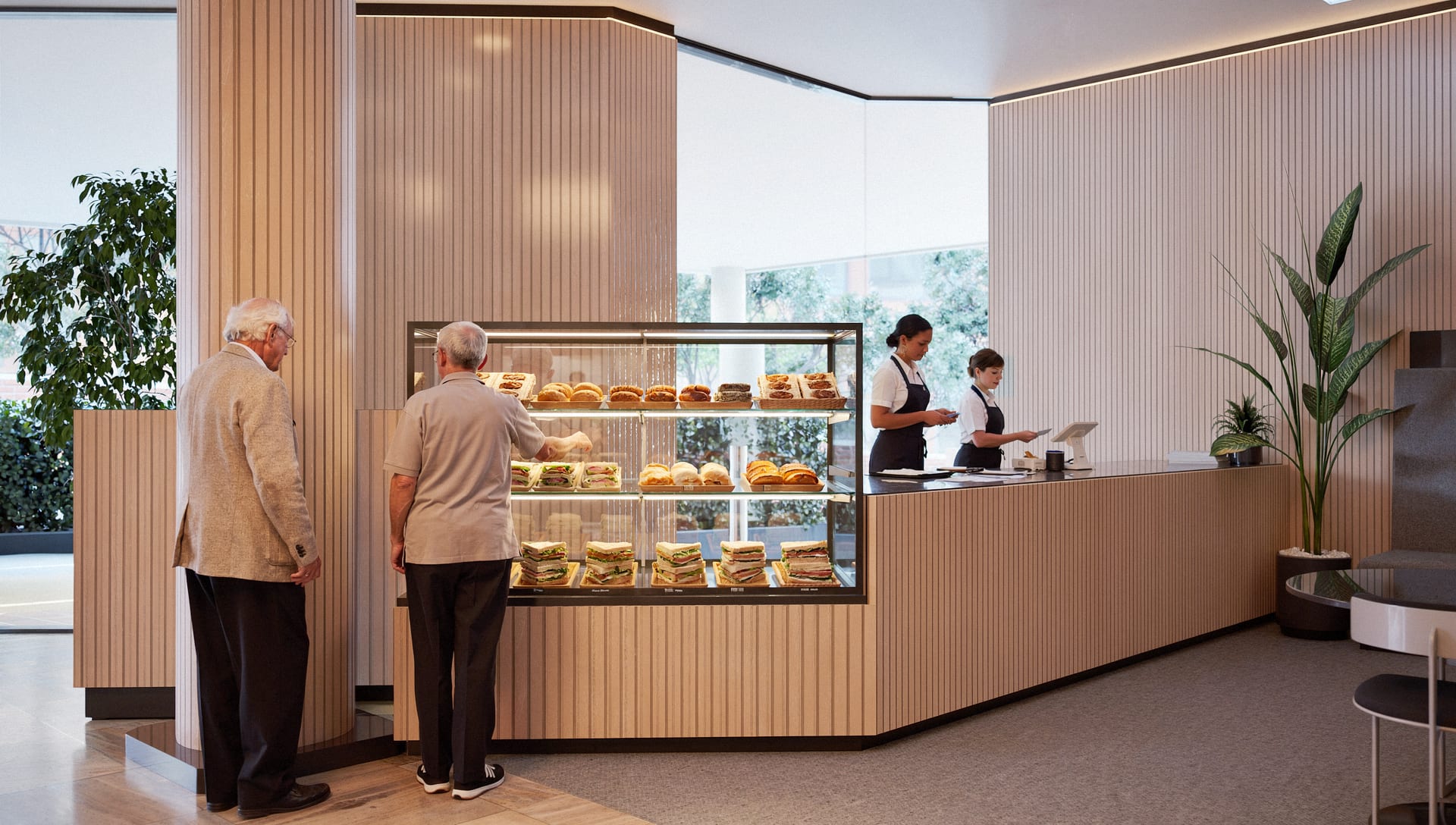 RPAH lobby concept CGI — waiting area by the glazing