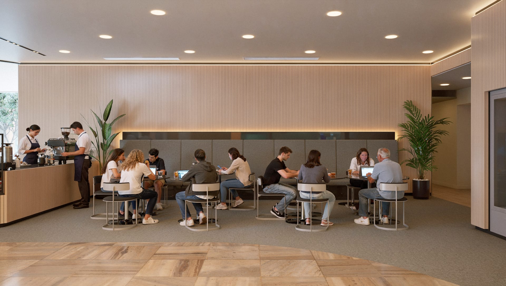 RPAH lobby concept CGI — signage wall
