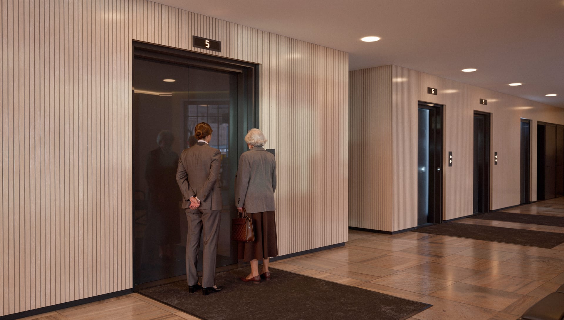 RPAH lobby concept CGI — lift lobby