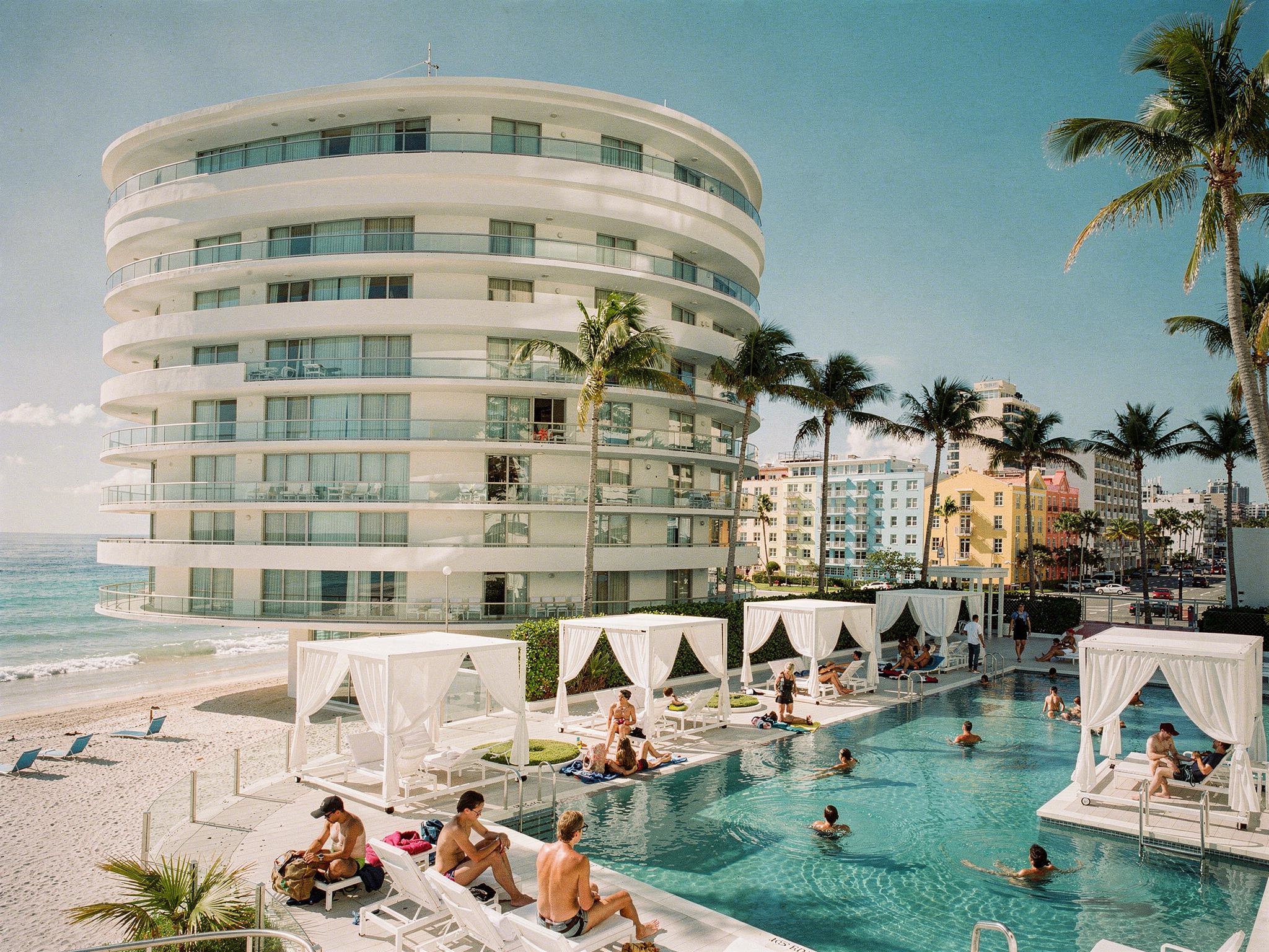 Pool deck lifestyle from water level